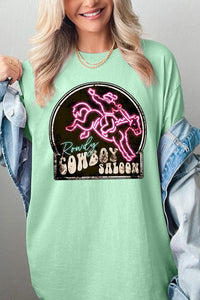 Cowboy Saloon Neon Graphic Heavyweight T Shirts