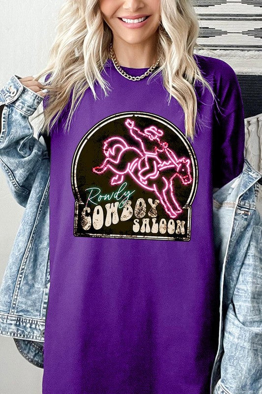 Cowboy Saloon Neon Graphic Heavyweight T Shirts