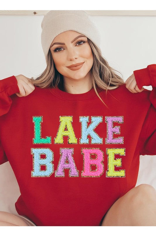 Lake Babe Oversized Graphic Fleece Sweatshirts