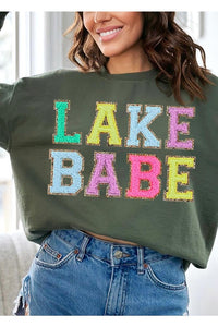 Lake Babe Oversized Graphic Fleece Sweatshirts