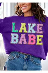 Lake Babe Oversized Graphic Fleece Sweatshirts