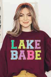 Lake Babe Oversized Graphic Fleece Sweatshirts