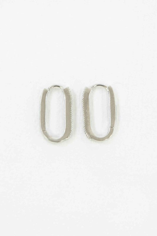 Oval Stone Hoop Earrings