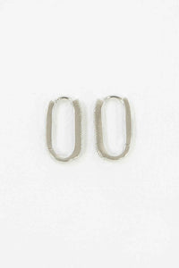 Oval Stone Hoop Earrings