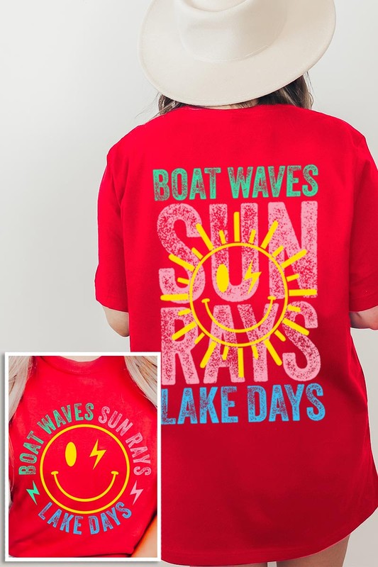 Boat Waves Sun Rays Lake Days Graphic T Shirts