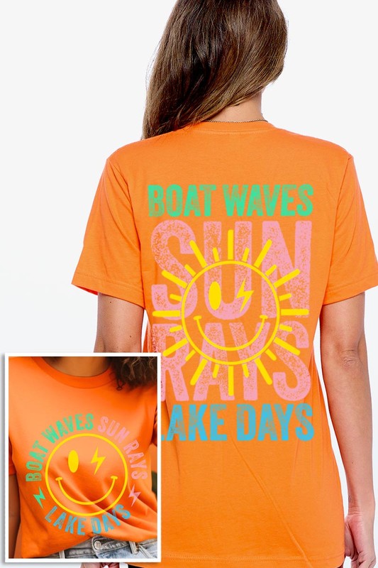 Boat Waves Sun Rays Lake Days Graphic T Shirts