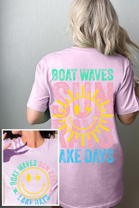 Boat Waves Sun Rays Lake Days Graphic T Shirts