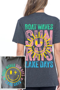 Boat Waves Sun Rays Lake Days Graphic T Shirts