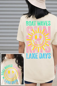 Boat Waves Sun Rays Lake Days Graphic T Shirts