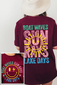 Boat Waves Sun Rays Lake Days Graphic T Shirts