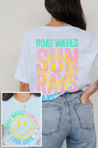 Boat Waves Sun Rays Lake Days Graphic T Shirts