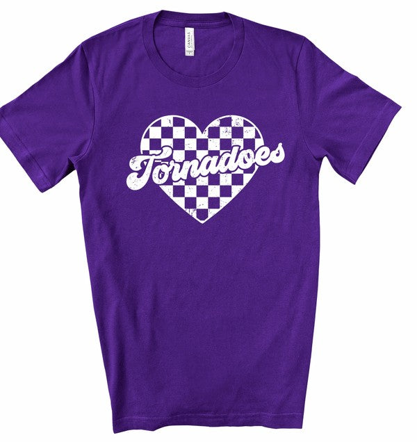 Tornadoes Checked Heart Gameday Graphic Tee