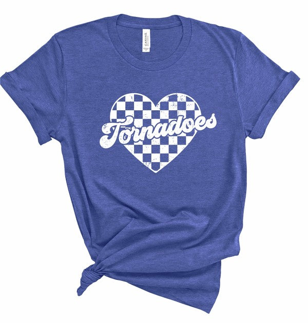 Tornadoes Checked Heart Gameday Graphic Tee