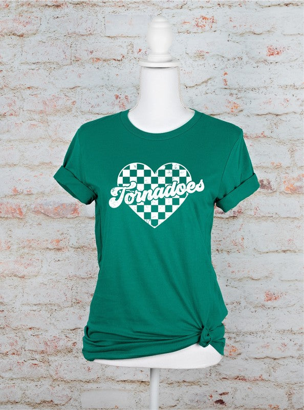 Tornadoes Checked Heart Gameday Graphic Tee