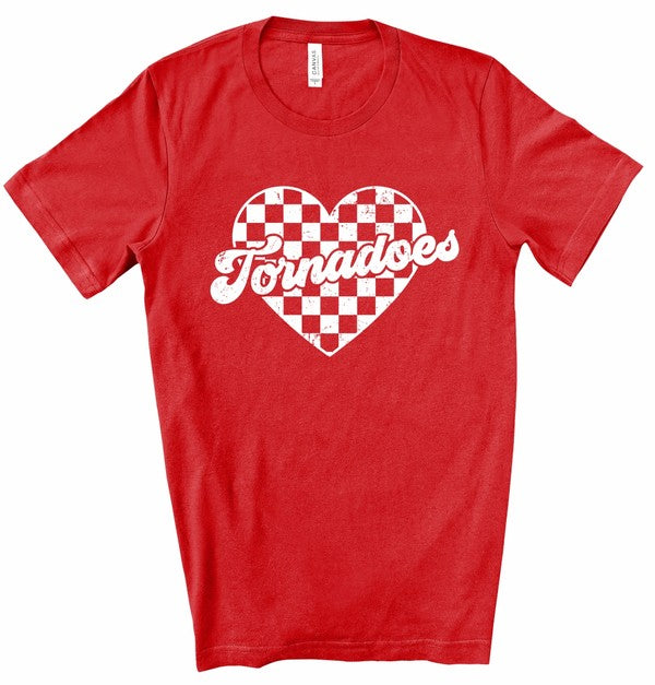 Tornadoes Checked Heart Gameday Graphic Tee