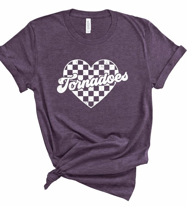 Tornadoes Checked Heart Gameday Graphic Tee