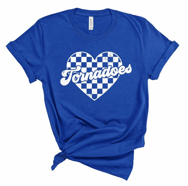 Tornadoes Checked Heart Gameday Graphic Tee