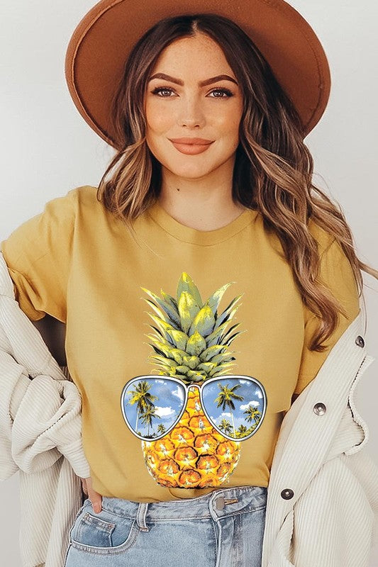 Summer Pineapple Graphic T Shirts