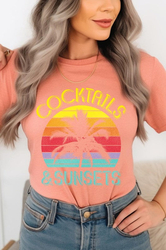 Cocktails & Sunsets Graphic T Shirts