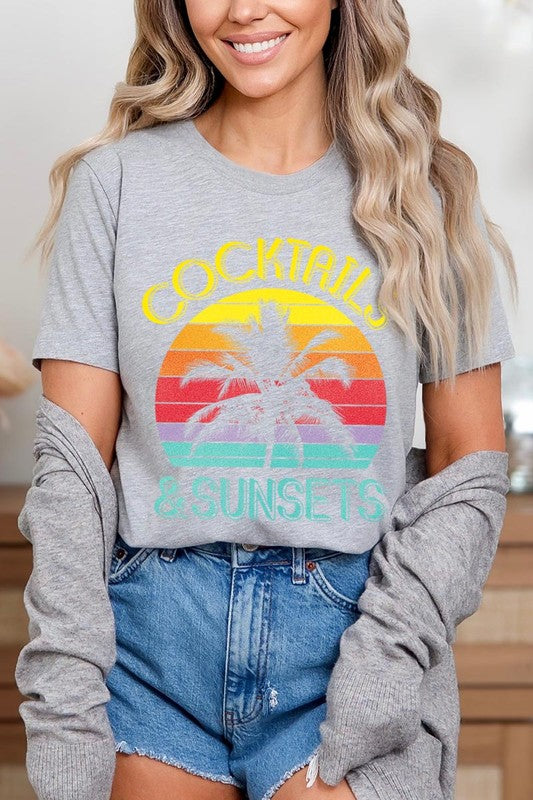 Cocktails & Sunsets Graphic T Shirts