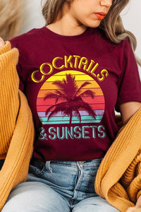 Cocktails & Sunsets Graphic T Shirts