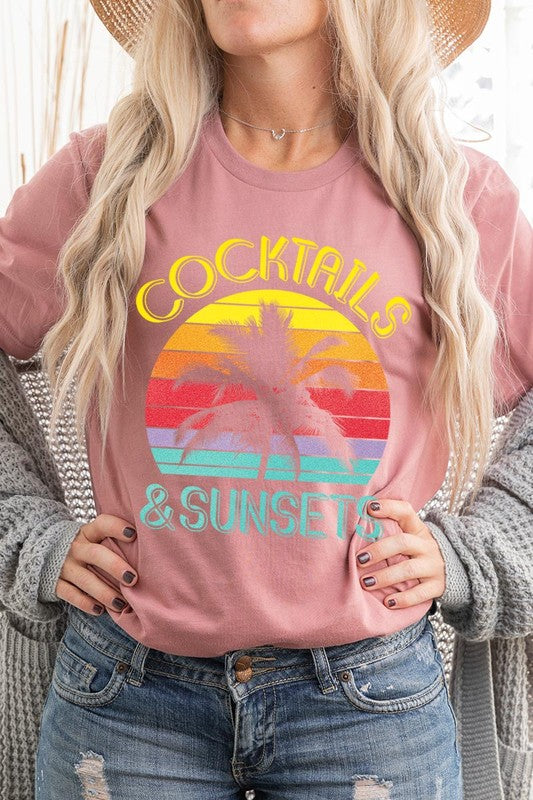 Cocktails & Sunsets Graphic T Shirts