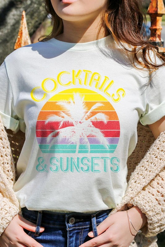 Cocktails & Sunsets Graphic T Shirts