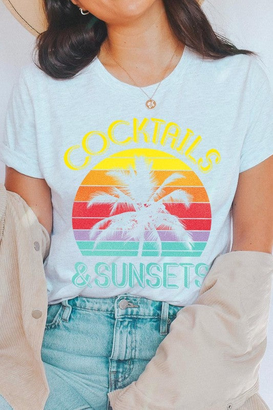 Cocktails & Sunsets Graphic T Shirts