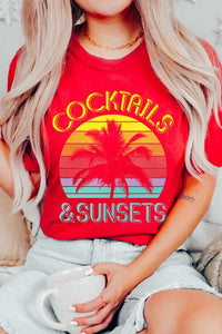 Cocktails & Sunsets Graphic T Shirts