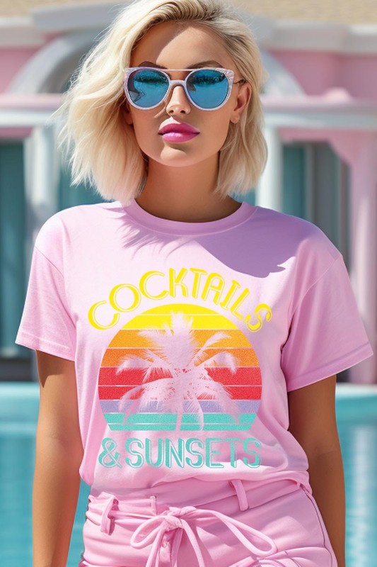 Cocktails & Sunsets Graphic T Shirts