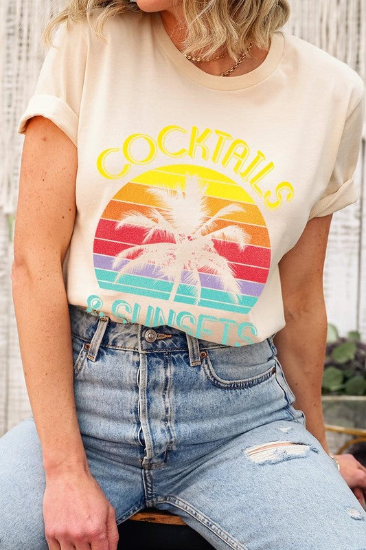 Cocktails & Sunsets Graphic T Shirts