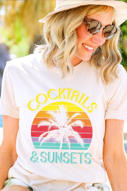 Cocktails & Sunsets Graphic T Shirts