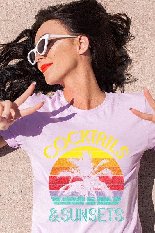 Cocktails & Sunsets Graphic T Shirts