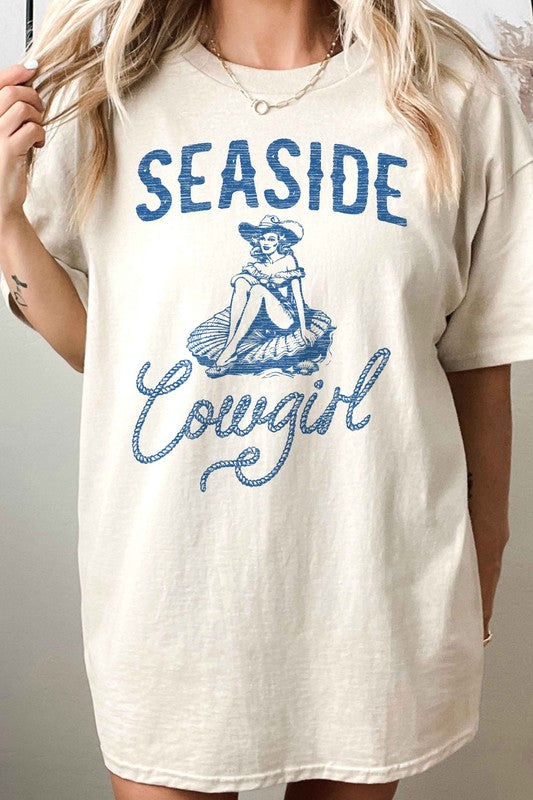 SEASIDE COWGIRL WESTERN OVERSIZED GRAPHIC TEE