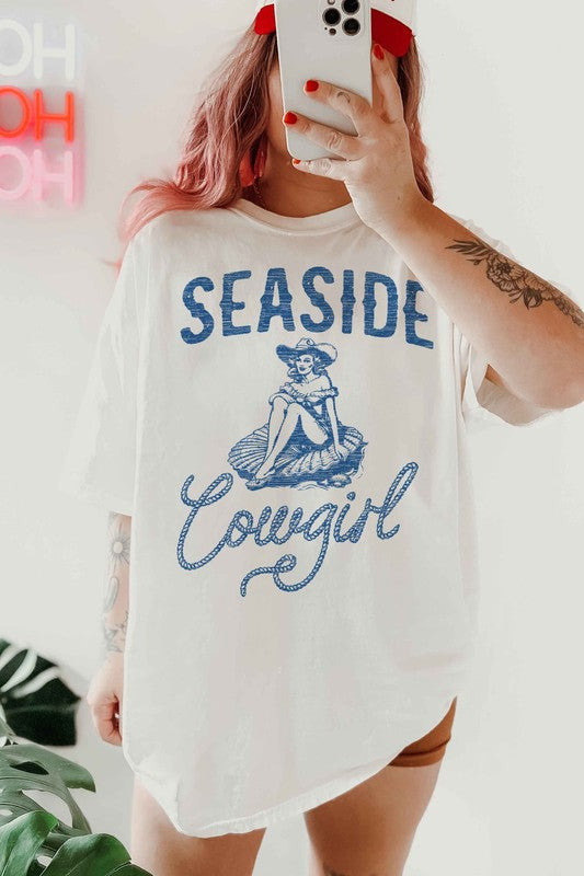 SEASIDE COWGIRL WESTERN OVERSIZED GRAPHIC TEE