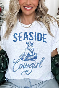 SEASIDE COWGIRL WESTERN OVERSIZED GRAPHIC TEE