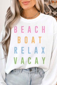 BEACH BOAT RELAX VACAY GRAPHIC SWEATSHIRT