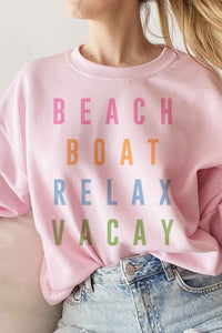 BEACH BOAT RELAX VACAY GRAPHIC SWEATSHIRT