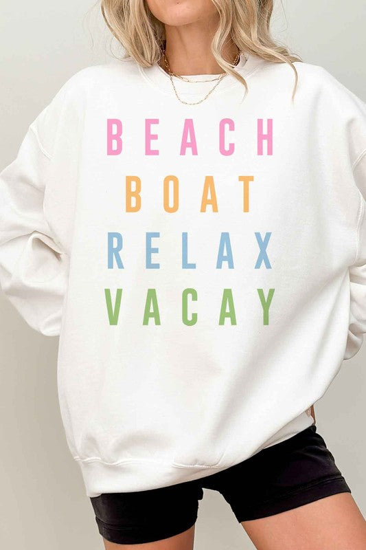 BEACH BOAT RELAX VACAY OVERSIZED SWEATSHIRT