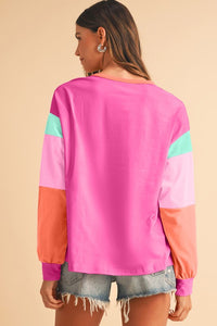 Color Block Sleeve Loose Fit Top