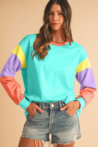 Color Block Sleeve Loose Fit Top