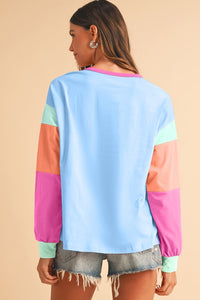 Color Block Sleeve Loose Fit Top