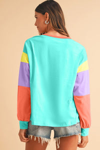 Color Block Sleeve Loose Fit Top