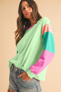 Color Block Sleeve Loose Fit Top