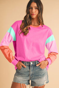 Color Block Sleeve Loose Fit Top