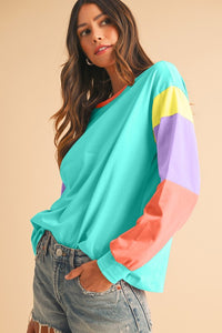 Color Block Sleeve Loose Fit Top