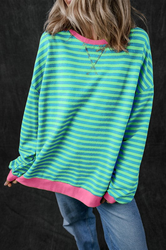 Stripe Contrast Edge Oversized Sweatshirt