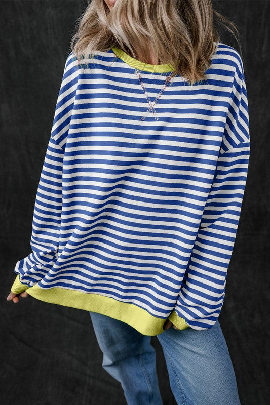 Stripe Contrast Edge Oversized Sweatshirt