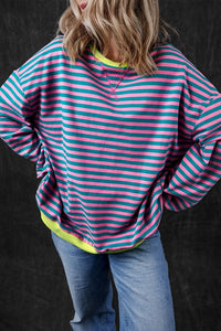 Stripe Contrast Edge Oversized Sweatshirt