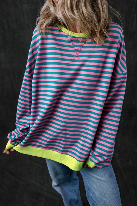 Stripe Contrast Edge Oversized Sweatshirt